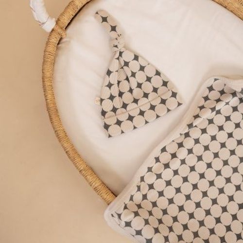 Organic Swaddle Blanket & Hat Set - Mod Dots