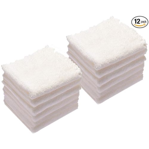 Kyapoo Baby Washcloths 12 Pack 12x12 Inches Microfiber Coral Fleece Extra Absorbent and Soft for Newborns, Infants and Toddlers-White
