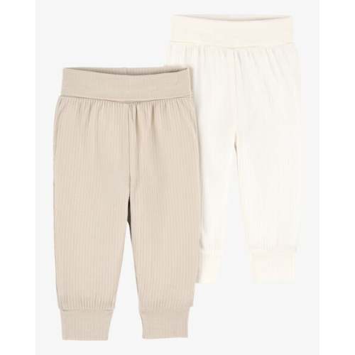 Baby Girl 2-Pack PurelySoft Pull-On Pants - Khaki/Ivory - Carter's | Carter's