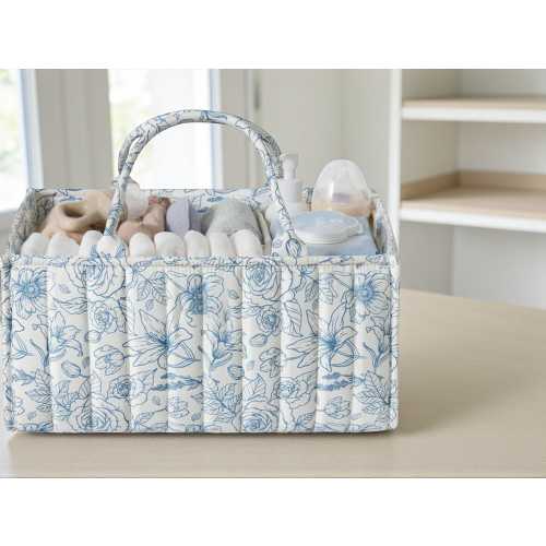 Blue Floral Diaper Caddy Organizer