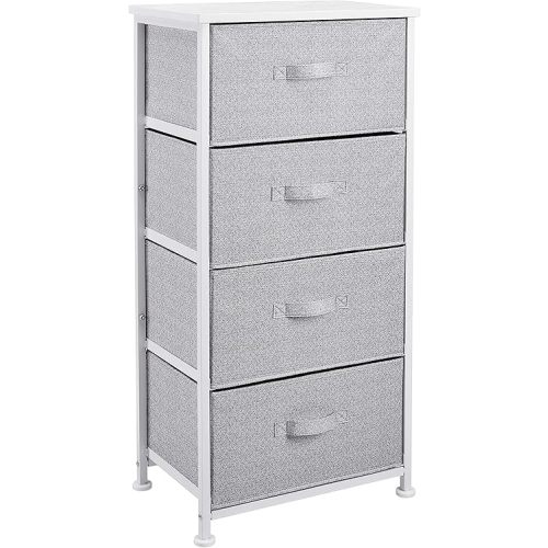 Amazon Basics Fabric 4-Drawer Storage Organizer Unit for Closet, White