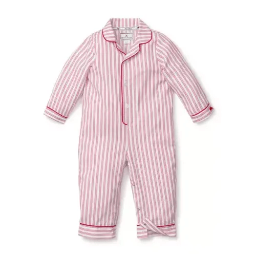 Baby Antique Red Ticking Petite Plume Baby's Twill Classic Romper