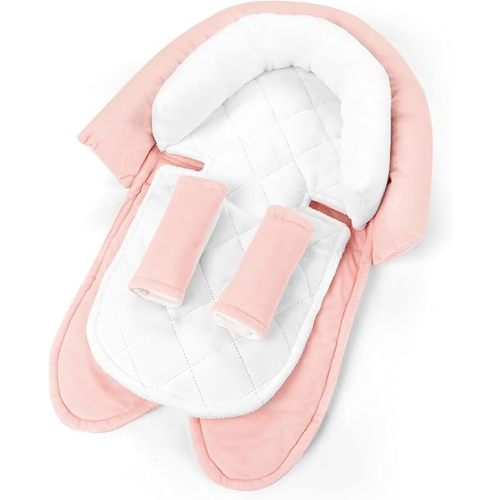 Pea Pod Upgraded 2-in-1 Baby Car Seat Insert Cushion Pad, Extra Soft Infant Car Seat Head Support for Newborn, Perfect for Carseat, Stroller, Swing, Bouncer, Pink