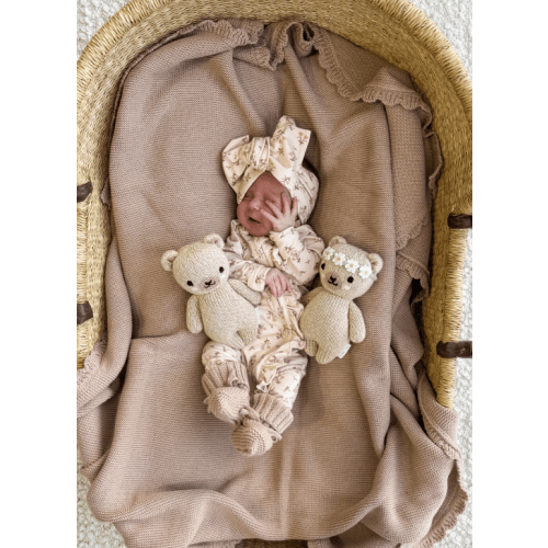 Frill Zip Romper | Paisley Coffee – Little and Fern