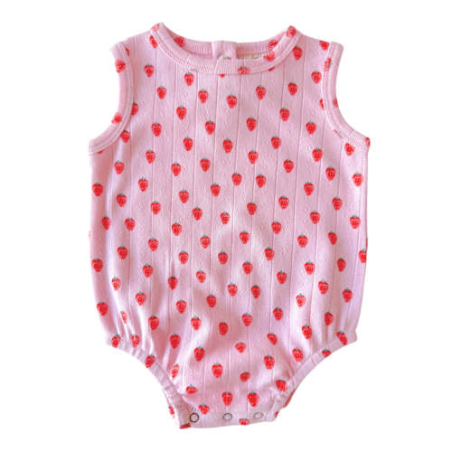 Pink Strawberry / Organic Pointelle Dune Bubble