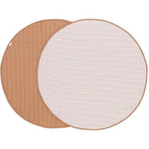 Toddlekind Organic Cotton Reversible Play Mat – 48" Handmade Blanket for Floor Activities, Tummy Time, Nursery Decor, and Family Comfort 0m+ Camel (Camel)