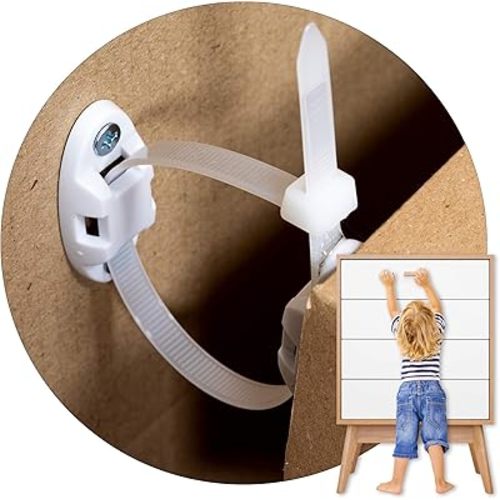 Inaya 12 Pack Furniture Anchors for Baby Proofing, Bookshelf Anchors to Wall, Dresser Wall Safety Anchor，Heavy-Duty Anti-Tip Furniture Straps for Cabinets, Closets, Bookshelf and TVs