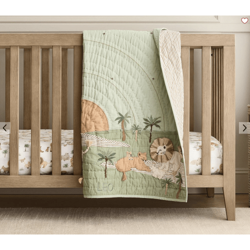 Lion Family Organic Baby Quilt | Pottery Barn Kids