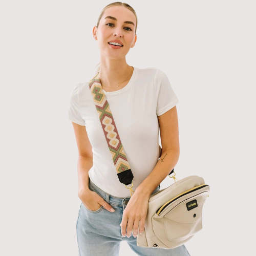 The Crossbody Strap - embroidered pink