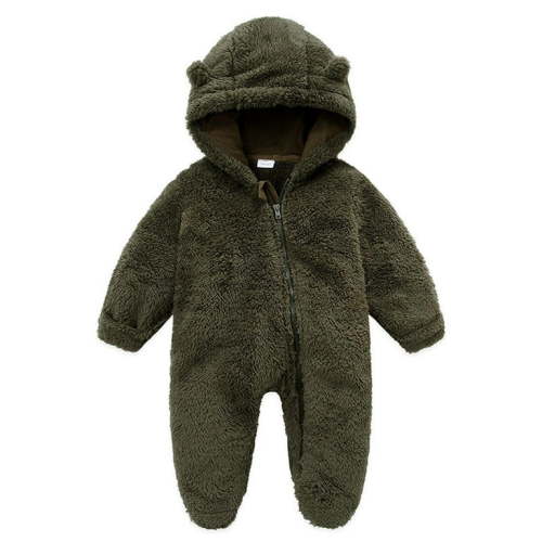 Ovbmpzd Newborn Pajamas Unisex Hooded Full Zip up Fleece Warm Solid Footed Sleepers Onesie Baby Girl 3-6 Months