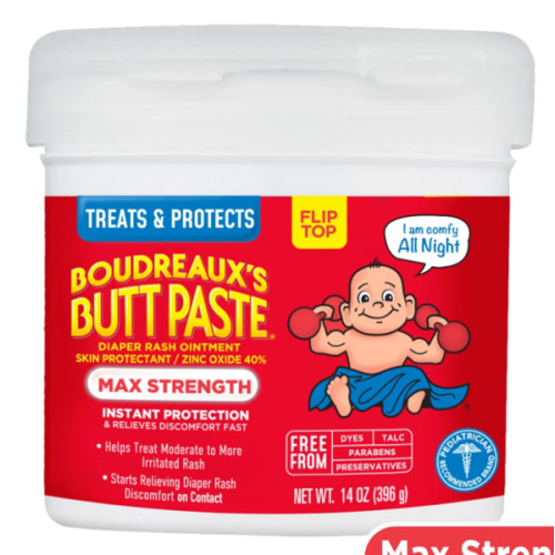 Boudreaux's Butt Paste Maximum Strength Diaper Rash Cream, Ointment for Baby