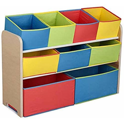 Delta Children Deluxe 9-Bin Toy Storage Organizer, Natural/Primary