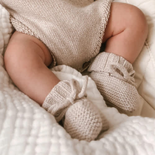 Luna + Luca Organic Booties - Heather Beige