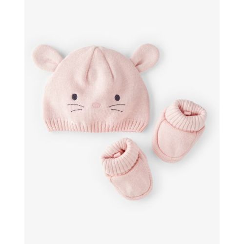 Baby 2-Pack Bunny Crochet Booties and Hat - Pink | Carter's