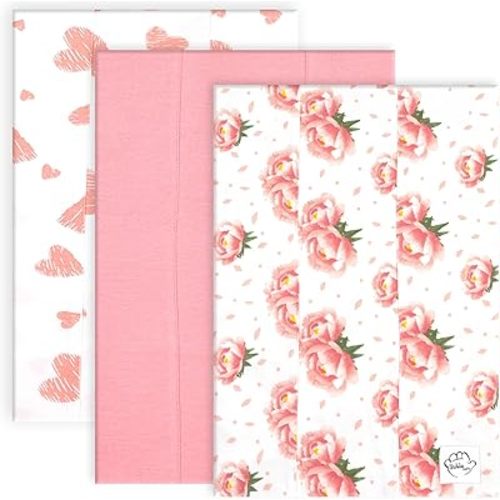 Baby Burp Cloths for Boys and Girls - 3 Pack Large 100% Cotton - Double Layered Extra Absorbent Burp Rags, Floral