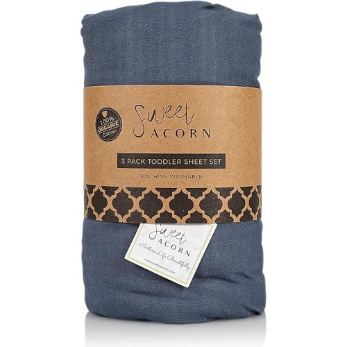 3 Piece Toddler Bedding Sets - Organic Cotton Jersey Knit - Fits Convertible Cribs and Mattresses - 9" x 28" x 52" - Bay Blue