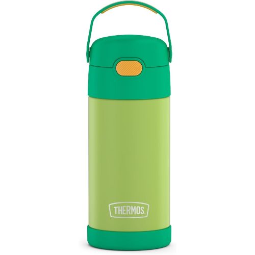 THERMOS FUNTAINER Water Bottle with Straw - 12 Ounce - Kids Stainless Steel Vacuum Insulated Water Bottle with Lid, Lime/Orange