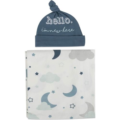 Baby Cotton Swaddle Blanket Wrap with Headband or Hat Set for Baby Girls, Boys Newborns and Infants 0-6 Months (Starry)