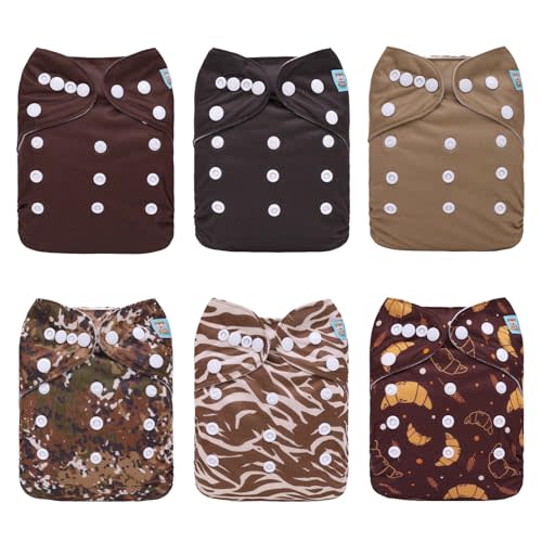 ALVABABY Baby Cloth Diaper 6 Pack with 12 Inserts One Size Cloth Diaper Covers Adjustable Washable Reusable for Baby Girls and Boys