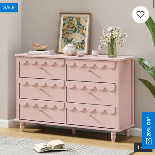 6 Drawers Chest Of Dresser Storage Cabinet Curved Design Organizer