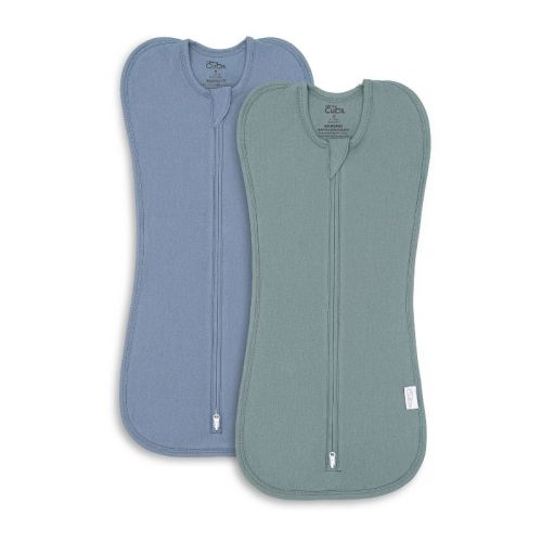 Swaddle Blanket Baby Girl Boy Easy Zipper Wrap 2 Pack Newborn Infant Sleep Sack By Comfy Cubs - Small 0-3 Months - Solid Pattern, Nomadic Blue, Azul