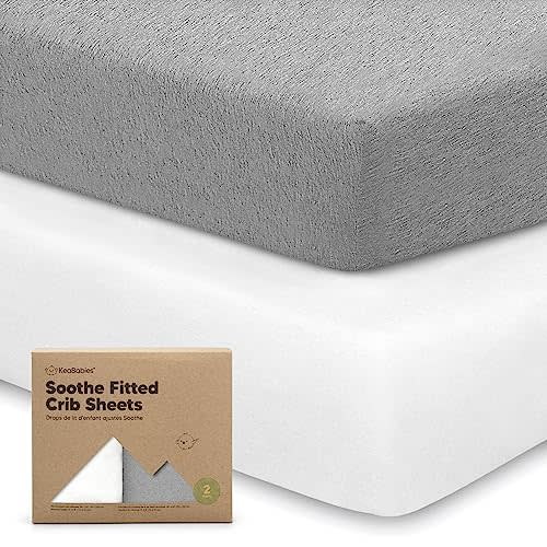KeaBabies 2-Pack Organic Crib Sheets for Boys, Girls - Fitted Crib Mattress Sheet Neutral, Breathable Jersey Cotton Cover for Baby Bed, Toddler Mattress, Soft & Cute Prints (Cloud)