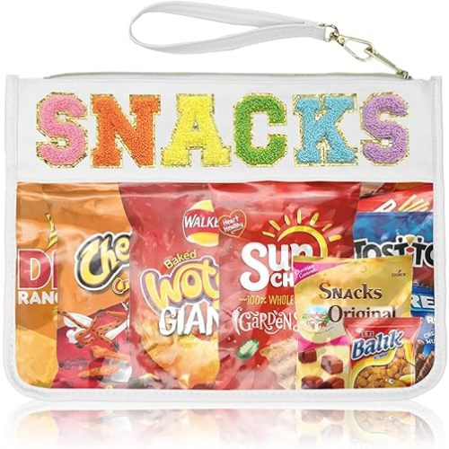 Snack Bags Clear Pouch Travel Makeup Bag Chenille Letter Bags for Zipper Pouch Clear Cosmetic Bag Clearly Tote Bag Makeup Travel Bags for Women