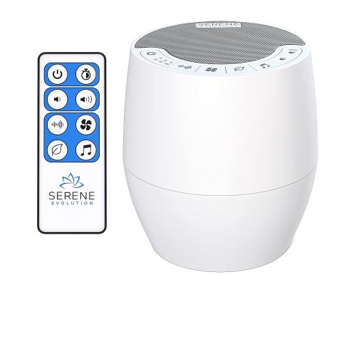 Serene Evolution White Noise Machine with 60 Soothing Sounds - Sound Machine for Adults and Baby - Noise Cancelling Sleep Music Machine with Remote Control - Ideal for Office Privacy - Black