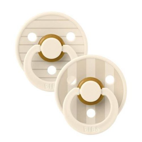 Bibs Studio Collection Colour Stripe Latex Pacifier 6-18 Months - Pink Ivory Vanilla Mix - 2pk