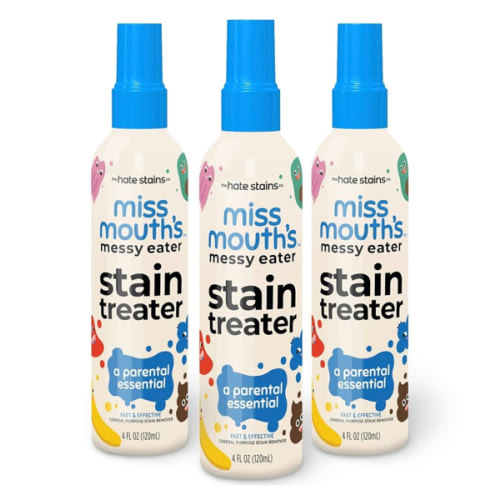 Miss Mouth's Messy Eater Stain Treater Spray - 4oz 3 Pack Stain Remover - Newborn & Baby Essentials - No Dry Cleaning Food, Grease, Coffee Off Laundry, Underwear, Fabric