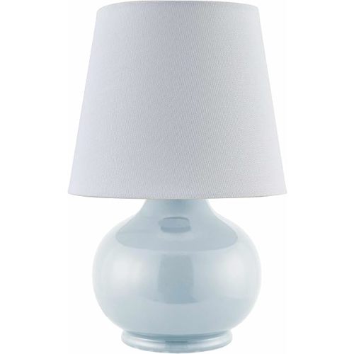 Theisseil Boho Ceramic Bedside Table Lamp for Bedroom Nightstand and Living Room - Shade Cotton - White, Pale Blue - 13" H