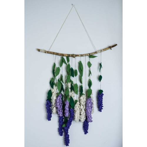 Flower garland, Greenery Garland, Original Purple Wisteria art Floral nursery wall hanging, Very Peri flower decor, Baby girl nursery decor