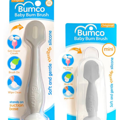Bumco Baby Bum Brush + Mini Baby Diaper Cream Spatula with Case (Gray & Gray)