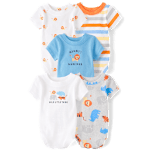 Baby Boys Short Sleeve Animal Bodysuit 5-Pack - WHITE | The Children's Place
