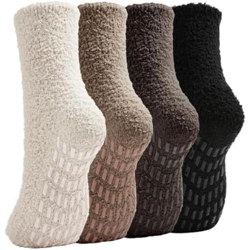 Slipper Socks for Women Men Grip Hospital Socks with Grips Fuzzy Non Slip Warm Womens Gifts