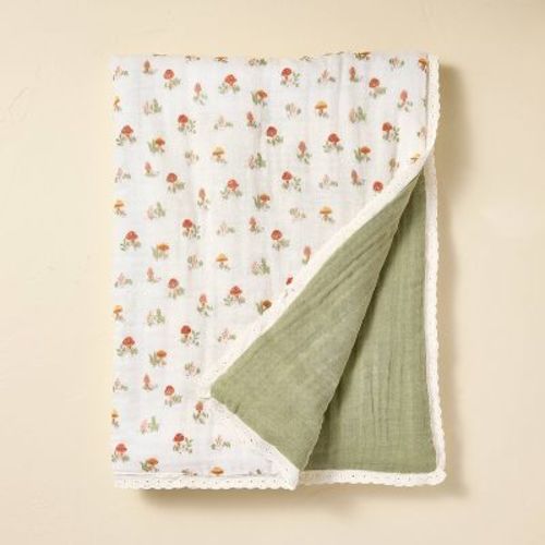 Reversible Mushroom Muslin Baby Blanket - Hearth & Hand™ with Magnolia