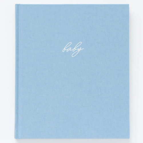 Linen Baby Book - Blue