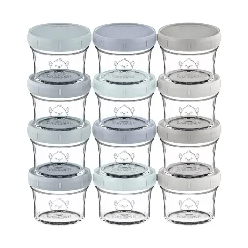 12pk Prep Baby Food Storage Containers, 4 oz Leak-Proof, BPA Free Glass Baby Food Jars for Feeding