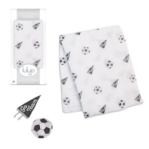 Amazon.com: lulujo Baby Cotton Muslin Swaddle Blanket, 47 x 47, Soccer : Baby