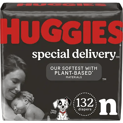 Hypoallergenic Baby Diapers Size Newborn (up to 10 lbs), Huggies Special Delivery, Fragrance Free, Safe for Sensitive Skin, 132 Ct