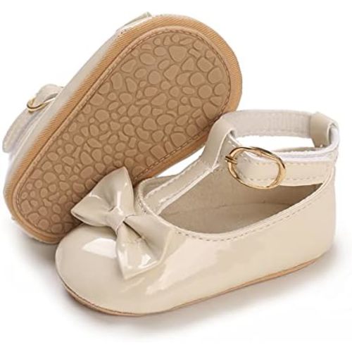 COSANKIM Baby Girls Mary Jane Flats Shoes Anti-Slip Rubber Sole Infant Toddler Princess Wedding Dress Shoes