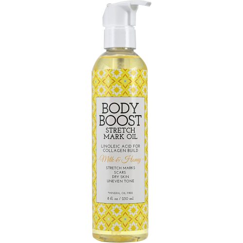 Body Boost Milk & Honey Stretch Mark Oil 8oz- For Stretch Marks and Scars- Pregnancy and Nursing Safe