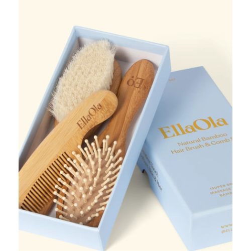 EllaOla 3-Piece Baby Bamboo Brush & Comb Set
