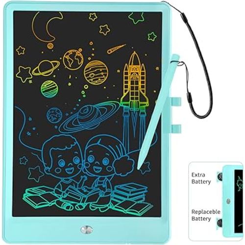LCD Writing Tablet for Kids 10 Inch Colorful Toddler Doodle Board Drawing Tablet Reusable Electronic Drawing Pads Educational and Learning Toy Gift for 3-8 Years Old Boy and Girls（Blue）