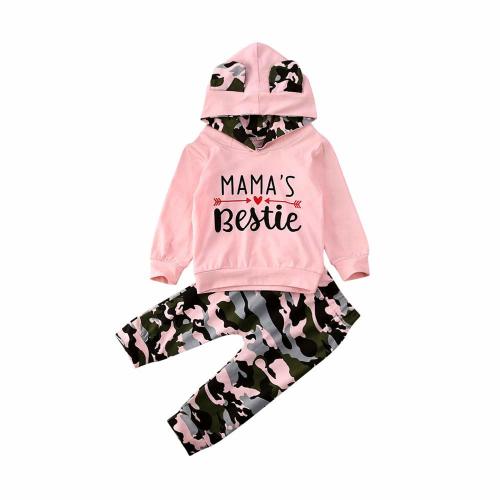 FYBITBO 2Pcs Baby Girls Fall Winter Clothes Mamas Bestie Hoodie Sweatshirt Tops & Camo Pants Outfits Clothing Sets