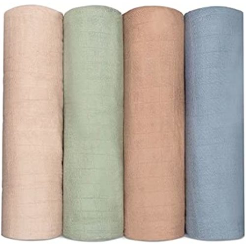 Comfy Cubs Muslin Swaddle Blankets Neutral Receiving Blanket Swaddling, Wrap for Boys and Girls, Baby Essentials, Registry & Gift (Pacific, Cedar, Sage, Blush)
