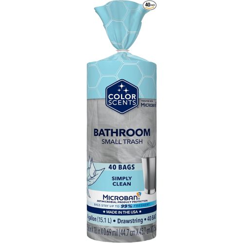 Color Scents 4 Gallon Small Trash Bags Drawstring 40 Count Simply Clean