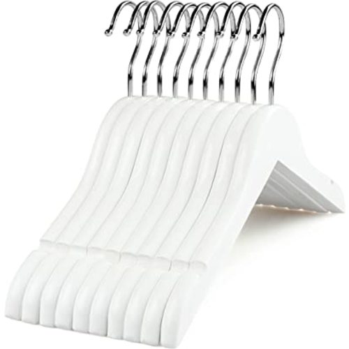 TOPIA HANGER Baby Clothes Hangers for Closet, White Children Kids Wooden Coat Hangers with 360° Stronger Swivel Hook and Extra Smoothly Cut Notches, 10 Pack-CT09W