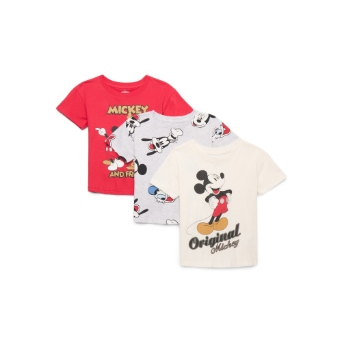 Mickey & Friends Toddler Boys Graphic Tee with Short Sleeves, 3-Pack, Sizes 12M-5T