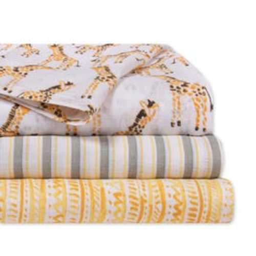 Giraffe Organic Cotton Woven Muslin Baby Swaddle Blankets 3 Pack